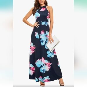 FLORAL Halter Tie Maxi Dress - EUC